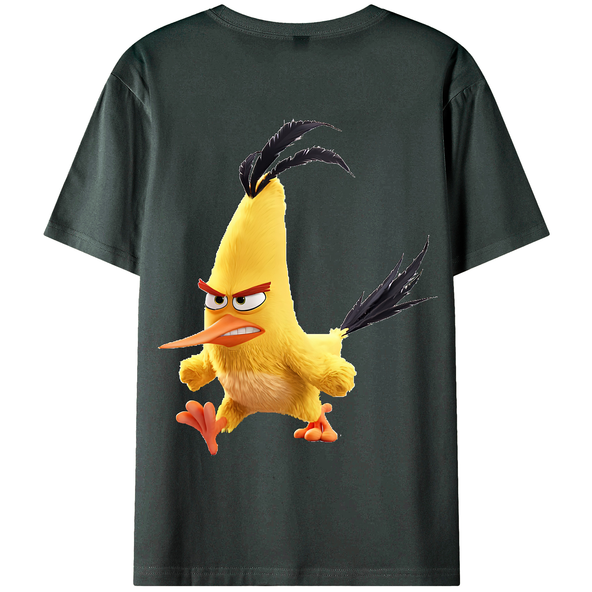 （画像用） Angry Birds アングリーバード 綿100％ メンズ半袖Tシャツ（バックプリント） 通気性